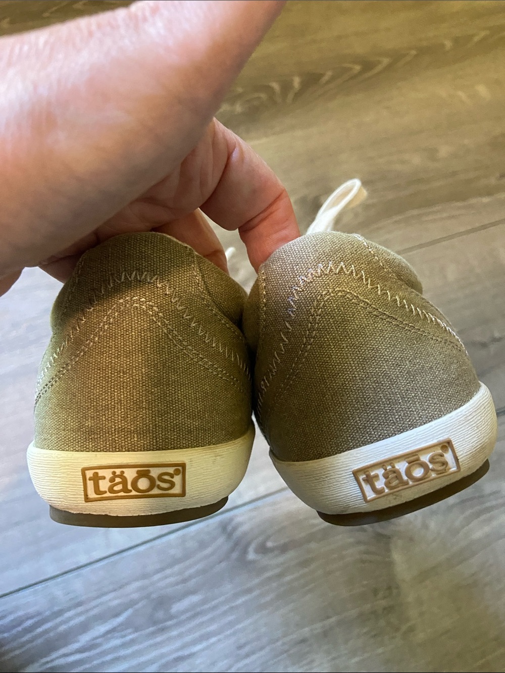 Taos Footwear Women's Olive Green Canvas Athletic Sneakers - Picture 2 of 4